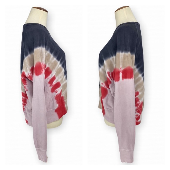 DAYDREAMER Flying V Tie Dye Varsity Crew Sweatshirt In Black Combo size XS - Picture 4 of 12